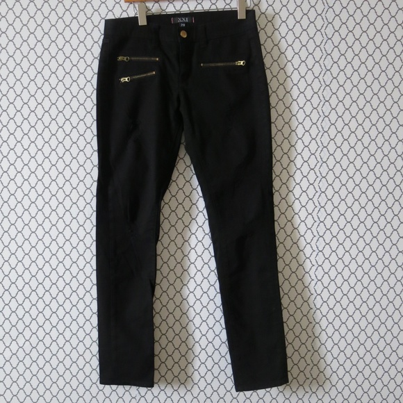 Forever 21 Black Destroyed Moto Denim Jeans Sz 29 - Picture 1 of 7